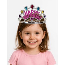 Mercansa Gümüş Renk Happy Birthday Yazılı Doğum Günü Tacı 60 cm