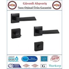 Titan Rozetli Wc Banyo Kapı Kolu - Mat Siyah - 1 Takım Ön ve Arka