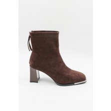 Kriste Bell Kristebell Ithal Süet Deri Topuklu Arkadan Fermuarlı Kadın Bot 2506 - Kahve - 36