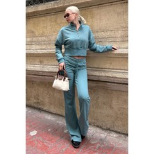 Madmext Soluk Mavi Ispanyol Paça Kadın Eşofman Takımı MG2203