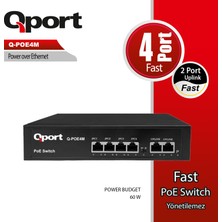 Sylar Qport Q-POE4M 4 Port 10/100 4 Port Poe 2 Port Uplınk 60W Yonetılemez Desktop Swıtch