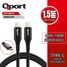 Sylar Qport Q-Type-C1 1.5m Type-C 100W Şarj ve Data Kablosu