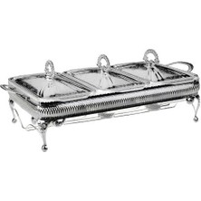 Storemax Anne Ingiliz Gümüşü Üç Bölmeli Isıtıcılı Yemek Servis 51 x 26 x 18 cm