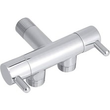 Storemax Duş Spirali Hortumu Uyumlu Ikili Musluk, 1/2-1/2 Inç Çift Çıkışlı, Aç Kapa Özellikli, Metal Su Bataryası