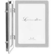 Storemax 4x6 Menteşeli Çift Dökme Metal Resim Çerçeveleri, Gümüş Klasik Boncuk Tasarımı