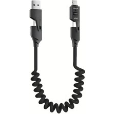 Storemax 65W 4 In 1 Usb+C Type C To Lightning ile Uyumlu Şarj Kablosu, Metal Başlık Sağlam Kopmaz Kablo Akordiyon Pd Hızlı Şarj Ios USB iphone