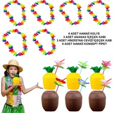 Mercansa Tropikal Hawaii Parti Malzemeleri – Kolye, Pipet, Bardak Seti