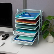 Storemax Reader Kaydırılabilir Raflı Çalışma Masası Düzenleyici, 5 Katlı Evrak Rafı, Uzatılabilir Çekmece, Klasör, Belgeler, Post, Mavi, Metal, 5 Hayvan