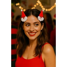 Empressco Yılbaşı Temalı Kırmızı Şapkalı Keçe Noel Baba Tokası Çiftli Paket Sevimli Süsleme