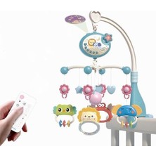 Storemax Pilli Işıklı Müzikli Kumandalı Projektörlü Sabitlemeli Çıngıraklı Dişlikli Dönence - Uyku Arkadaşı (Mavi)