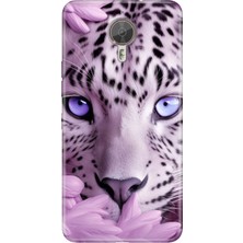 Senada General Mobile Gm 5 Plus Kılıf Desenli Baskılı Tpu Rubber Kapak Beyaz Kaplan