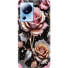 Senada Xiaomi Mi 13 Lite Kılıf Desenli Baskılı Tpu Rubber Kapak Gold Gül
