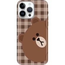 Senada iPhone 16 Pro Kılıf Desenli Baskılı Tpu Rubber Kapak Ekose Bear