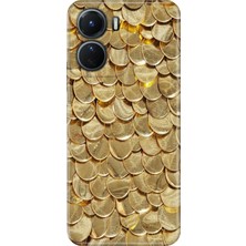 Senada Vivo Y16 Kılıf Desenli Baskılı Tpu Rubber Kapak Gold Yaprak