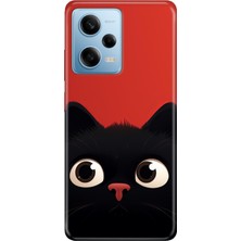 Senada Xiaomi Redmi Note 12 Pro 5g Kılıf Desenli Baskılı Tpu Rubber Kapak Cat Red