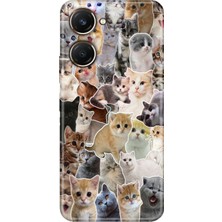 Senada Vivo Y18 Kılıf Desenli Baskılı Tpu Rubber Kapak Cats World