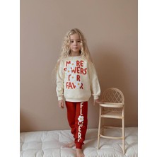 Miniko Kids Kız Çocuk Papatya Desenli 3 Iplik Şardonlu Takım