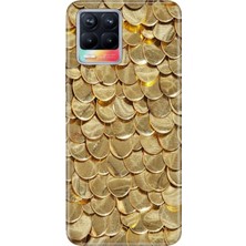 Senada Realme 8 - 8 Pro Kılıf Desenli Baskılı Tpu Rubber Kapak Gold Yaprak
