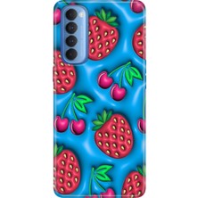 Senada Oppo Reno 4 Pro Kılıf Desenli Baskılı Tpu Rubber Kapak Kiraz Çilek