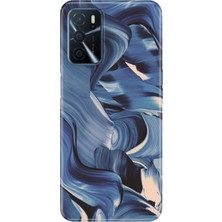 Oppo A16 Kılıf Desenli Baskılı Tpu Rubber Kapak Mavi Marine