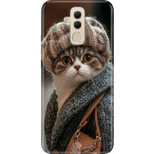 Adasena Huawei Mate 20 Lite Kılıf Desenli Baskılı Tpu Rubber Kapak Parisli Kedi