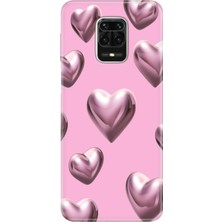 Adasena Xiaomi Redmi Note 9 Pro Kılıf Desenli Baskılı Tpu Rubber Kapak Platin Kalp