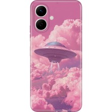 Adasena Tecno Spark Go 2 Kılıf Desenli Baskılı Tpu Rubber Kapak Pembe Ufo