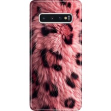 Adasena Samsung Galaxy S10+ Plus Kılıf Desenli Baskılı Tpu Rubber Kapak Pembe Çitah