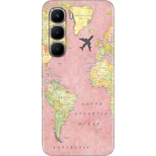 Adasena Infinix Hot 60 Kılıf Desenli Baskılı Tpu Rubber Kapak Pembe Harita