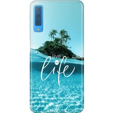 Adasena Samsung Galaxy A7 2018 Kılıf Desenli Baskılı Tpu Rubber Kapak Live Your Life
