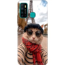 Adasena Infinix Hot 9 Kılıf Desenli Baskılı Tpu Rubber Kapak Selfie Cat