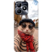 Adasena Realme Note 50 4g Kılıf Desenli Baskılı Tpu Rubber Kapak Selfie Cat