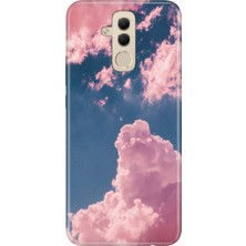 Adasena Huawei Mate 20 Lite Kılıf Desenli Baskılı Tpu Rubber Kapak Pembe Bulut
