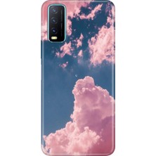 Vivo Y11S Y20 Y20S Kılıf Desenli Baskılı Tpu Rubber Kapak Pembe Bulut