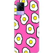 Adasena Vivo V21 Kılıf Desenli Baskılı Tpu Rubber Kapak Pink Eggs