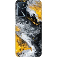 Adasena Oppo A16 Kılıf Desenli Baskılı Tpu Rubber Kapak Siyah Sarı 22
