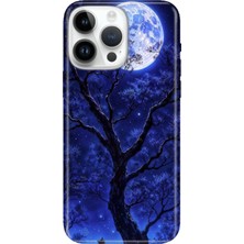 Adasena iPhone 14 Pro Max Kılıf Desenli Baskılı Tpu Rubber Kapak Korkutan Dolunay