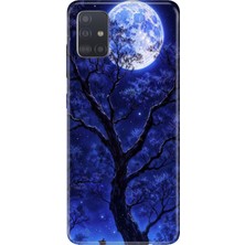 Adasena Samsung Galaxy A71 Kılıf Desenli Baskılı Tpu Rubber Kapak Korkutan Dolunay
