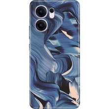 Oppo Reno 13F Kılıf Desenli Baskılı Tpu Rubber Kapak Mavi Marine