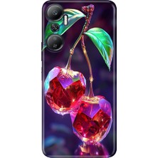 Adasena Infinix Hot 20 Kılıf Desenli Baskılı Tpu Rubber Kapak Kristal Kiraz