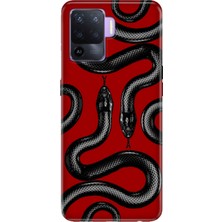 Adasena Oppo Reno 5 Lite Kılıf Desenli Baskılı Tpu Rubber Kapak Yılan Moda