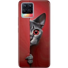 Adasena Realme 8 - 8 Pro Kılıf Desenli Baskılı Tpu Rubber Kapak Red Cat