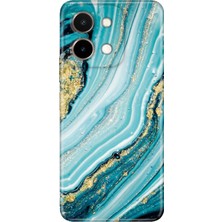 Adasena Vivo Y28 Kılıf Desenli Baskılı Tpu Rubber Kapak Simli Taş