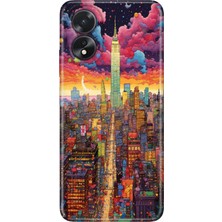 Adasena Oppo A38 Kılıf Desenli Baskılı Tpu Rubber Kapak Retro New York