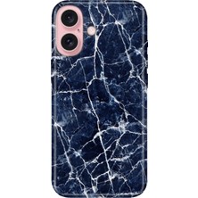 Senada iPhone 16 Plus Kılıf Desenli Baskılı Tpu Rubber Kapak Dark Blue