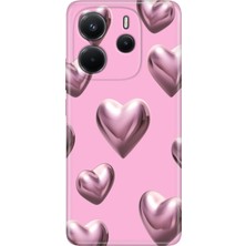 Xiaomi Redmi Note 14 4g Kılıf Desenli Baskılı Tpu Rubber Kapak Platin Kalp