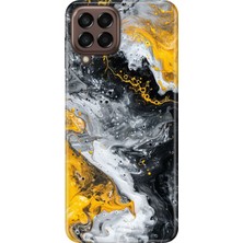 Adasena Samsung Galaxy M22 Kılıf Desenli Baskılı Tpu Rubber Kapak Siyah Sarı 22