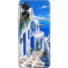 Adasena Oppo A38 Kılıf Desenli Baskılı Tpu Rubber Kapak Santorini Tatil