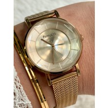 Ferrucci Altın Renk Sade Şık Kadın Saati