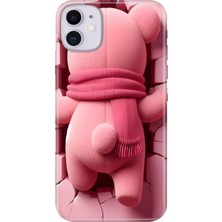 iPhone 11 Kılıf Desenli Baskılı Tpu Rubber Kapak Pink Bear
